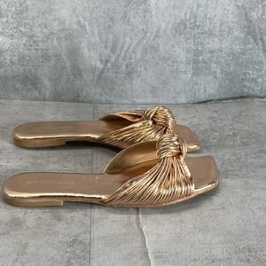 Jeffrey Campbell Women's Rose Gold Metallic Knaughty-3 Square-Toe Sandals SZ 7